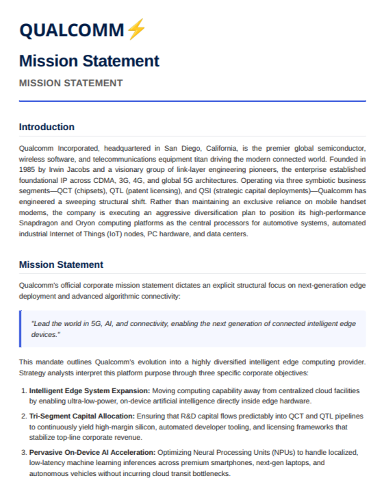 Qualcomm Mission Statement - Free AI Mission Statement Generator, 50+ Real Mission Statement Examples