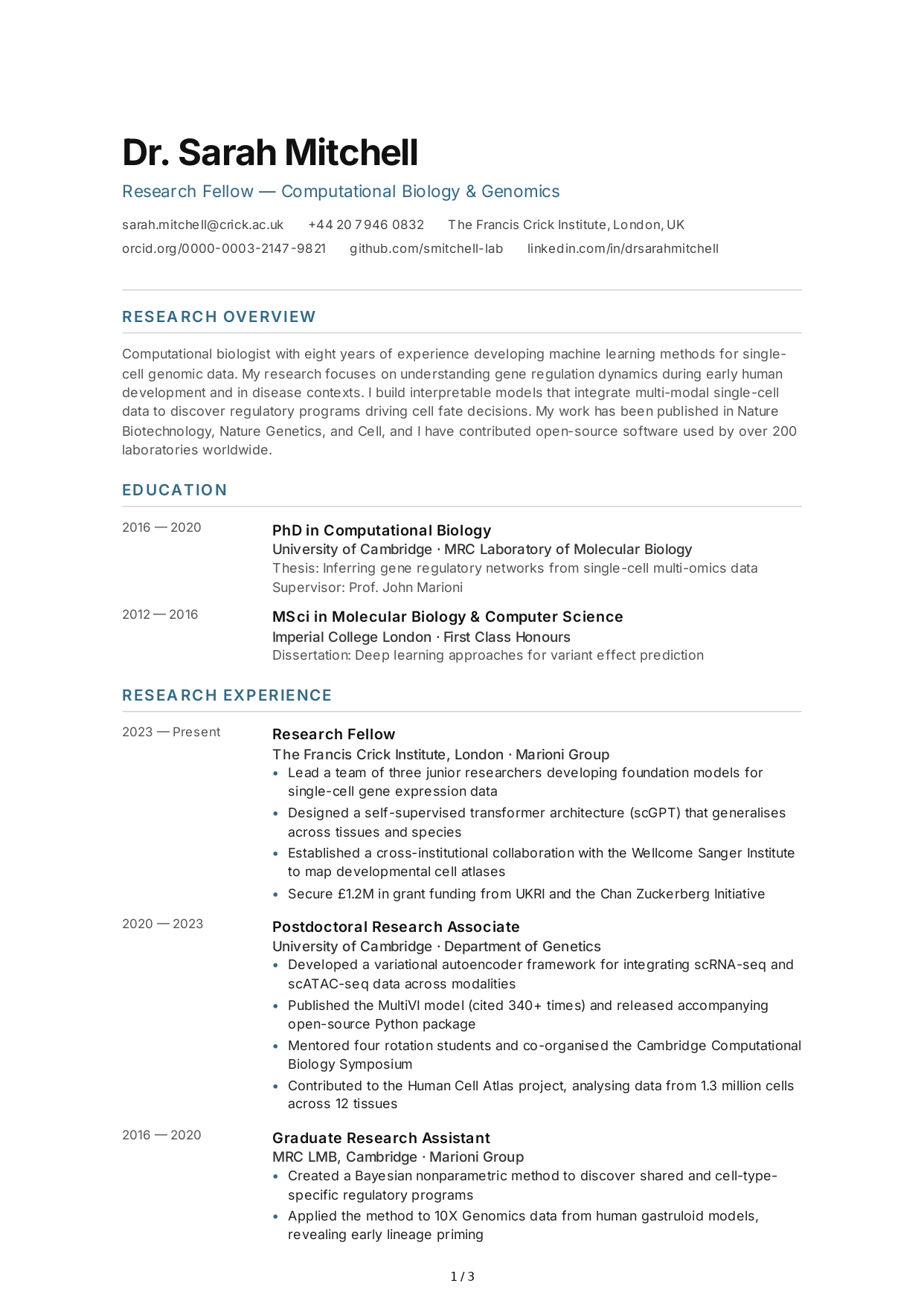 Research Fellow CV - Free AI CV Maker, 50+ Real CV Examples