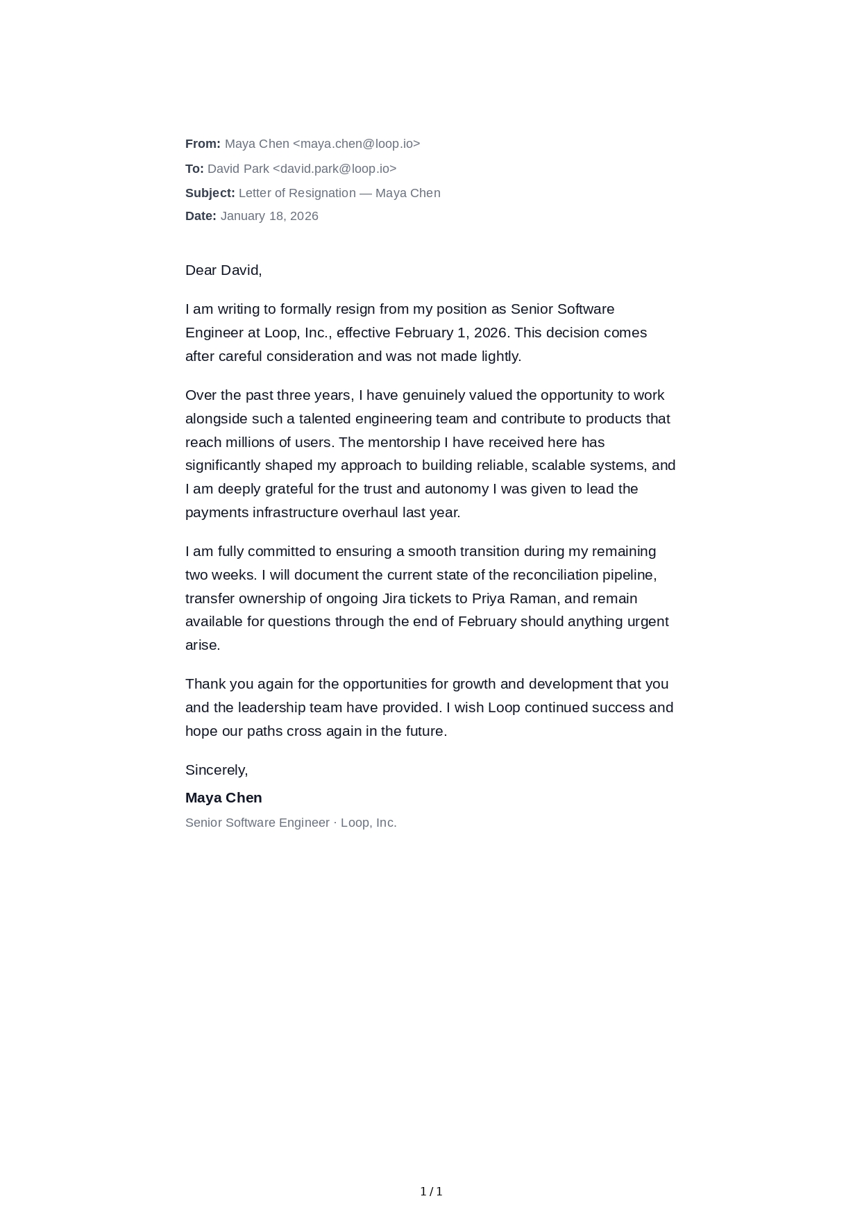 Resignation Email - Free AI Email Generator, 50+ Real Email Examples