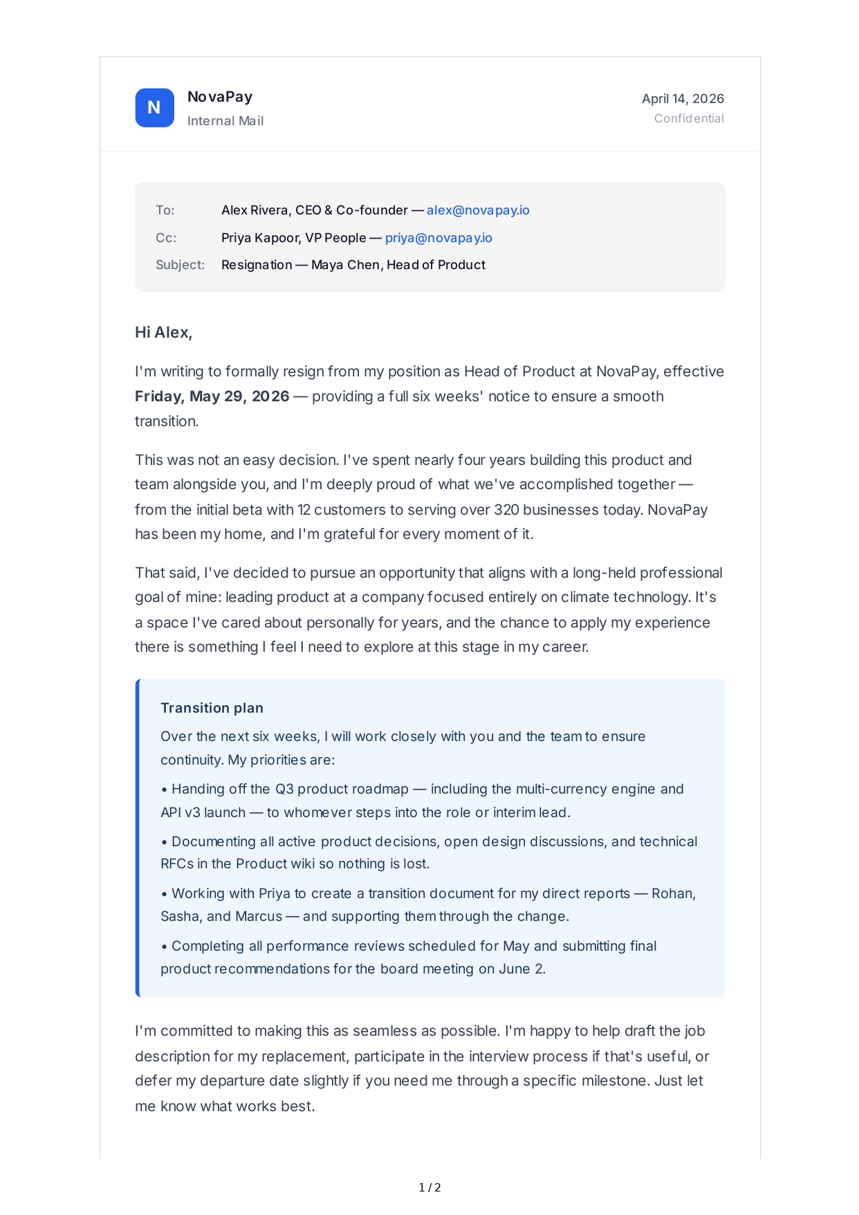 Resignation Email - Free AI Email Generator, 50+ Real Email Examples