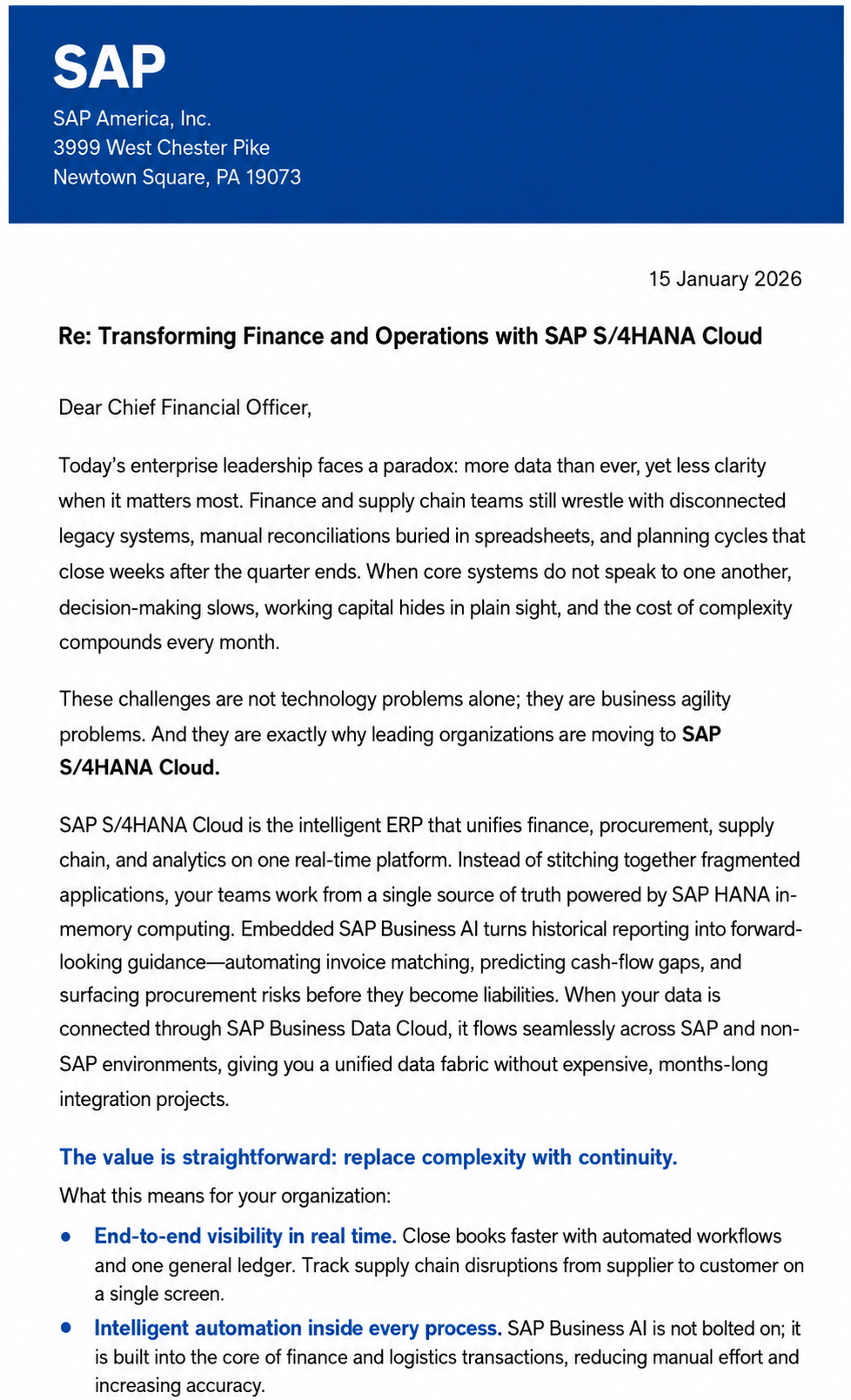 SAP S/4HANA Cloud Sales Letter - Free AI Sales Pitch Generator, 30+ Real Sales Pitch Examples