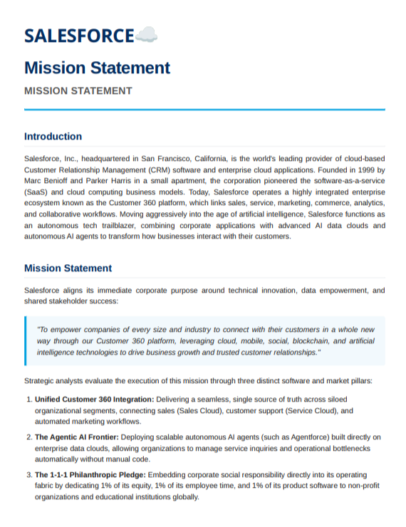 Salesforce Mission Statement - Free AI Mission Statement Generator, 50+ Real Mission Statement Examples