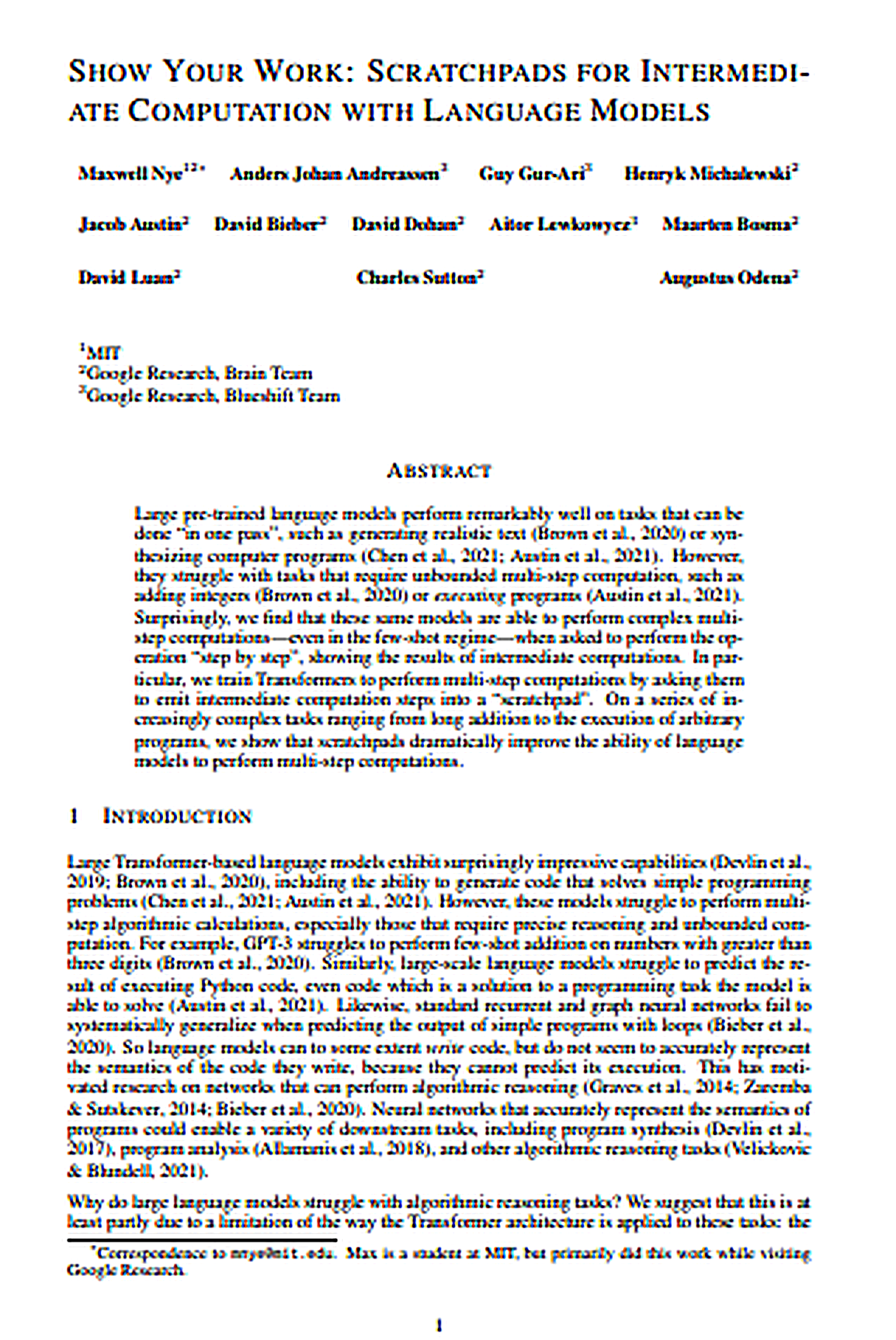 Scratchpads for Intermediate Computation Research Paper - Free AI Research Paper Generator, 50+ Real Research Paper Examples