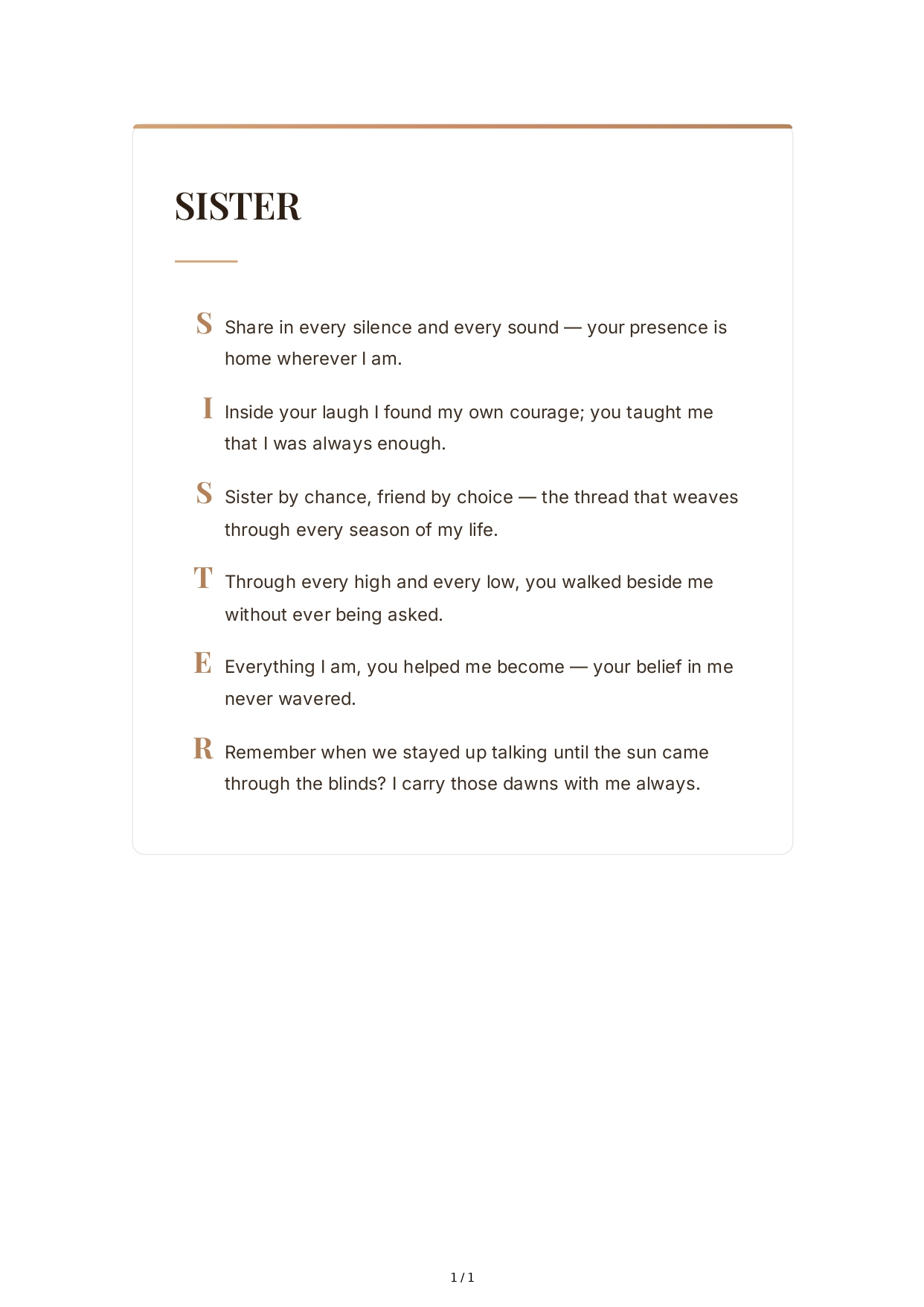 Sister Acrostic Poem - Free AI Acrostic Poem Generator, 50+ Real Acrostic Poem Examples