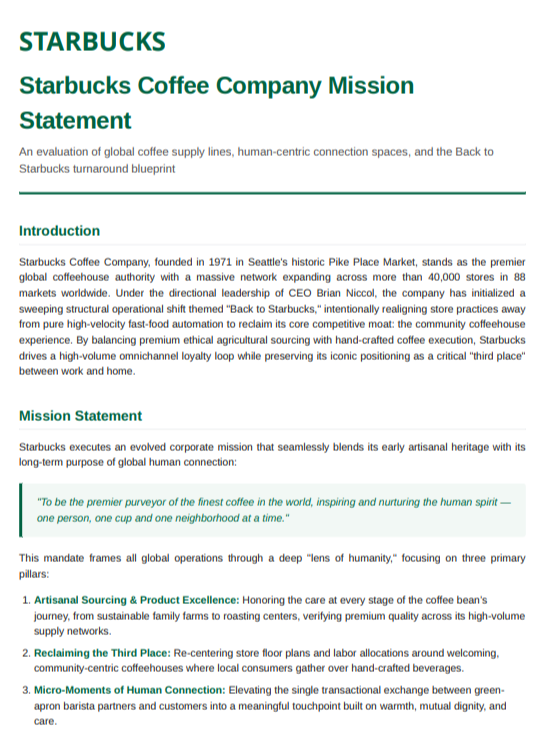 Starbucks Mission Statement - Free AI Mission Statement Generator, 50+ Real Mission Statement Examples