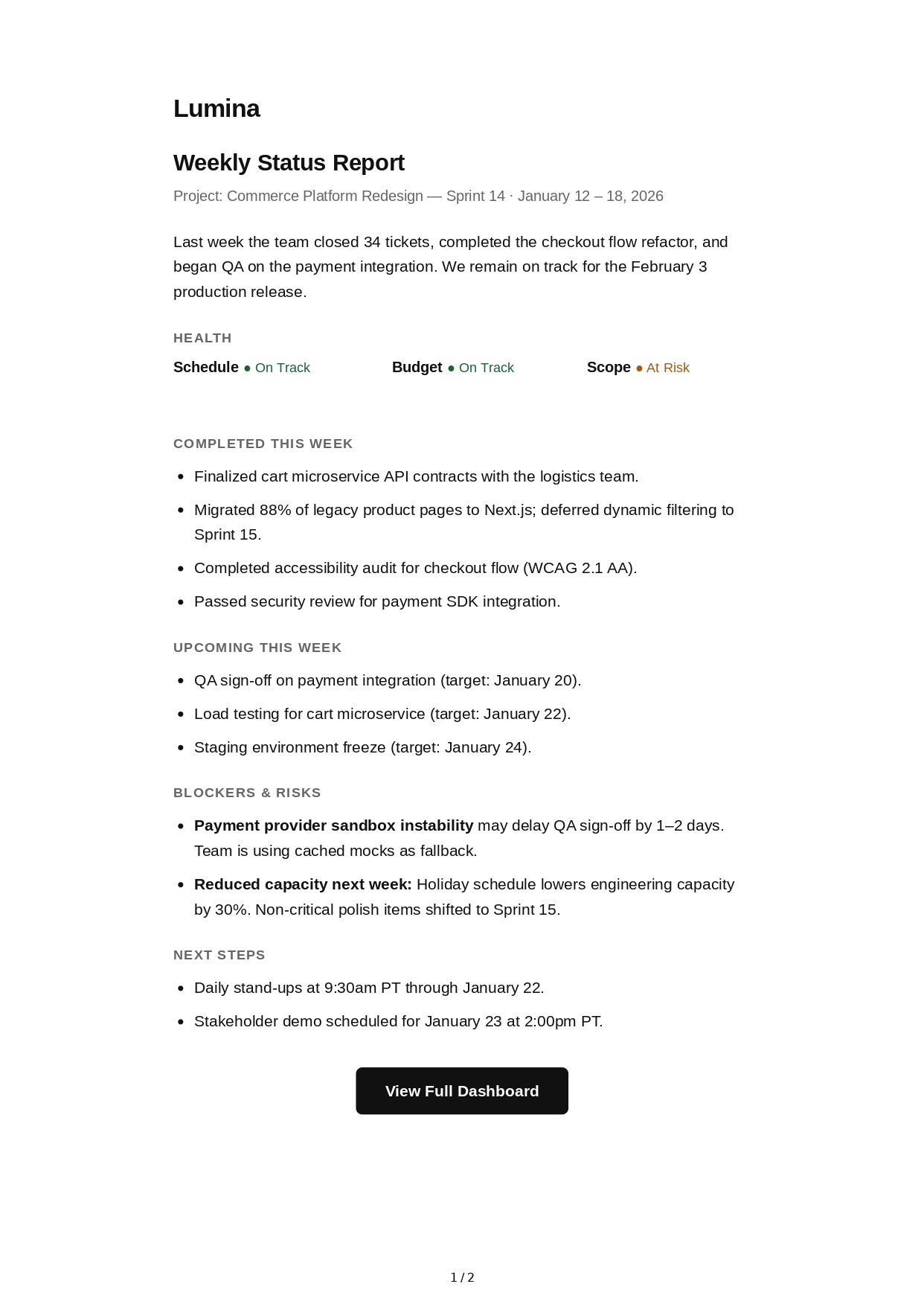 Status Report Email - Free AI Email Generator, 50+ Real Email Examples
