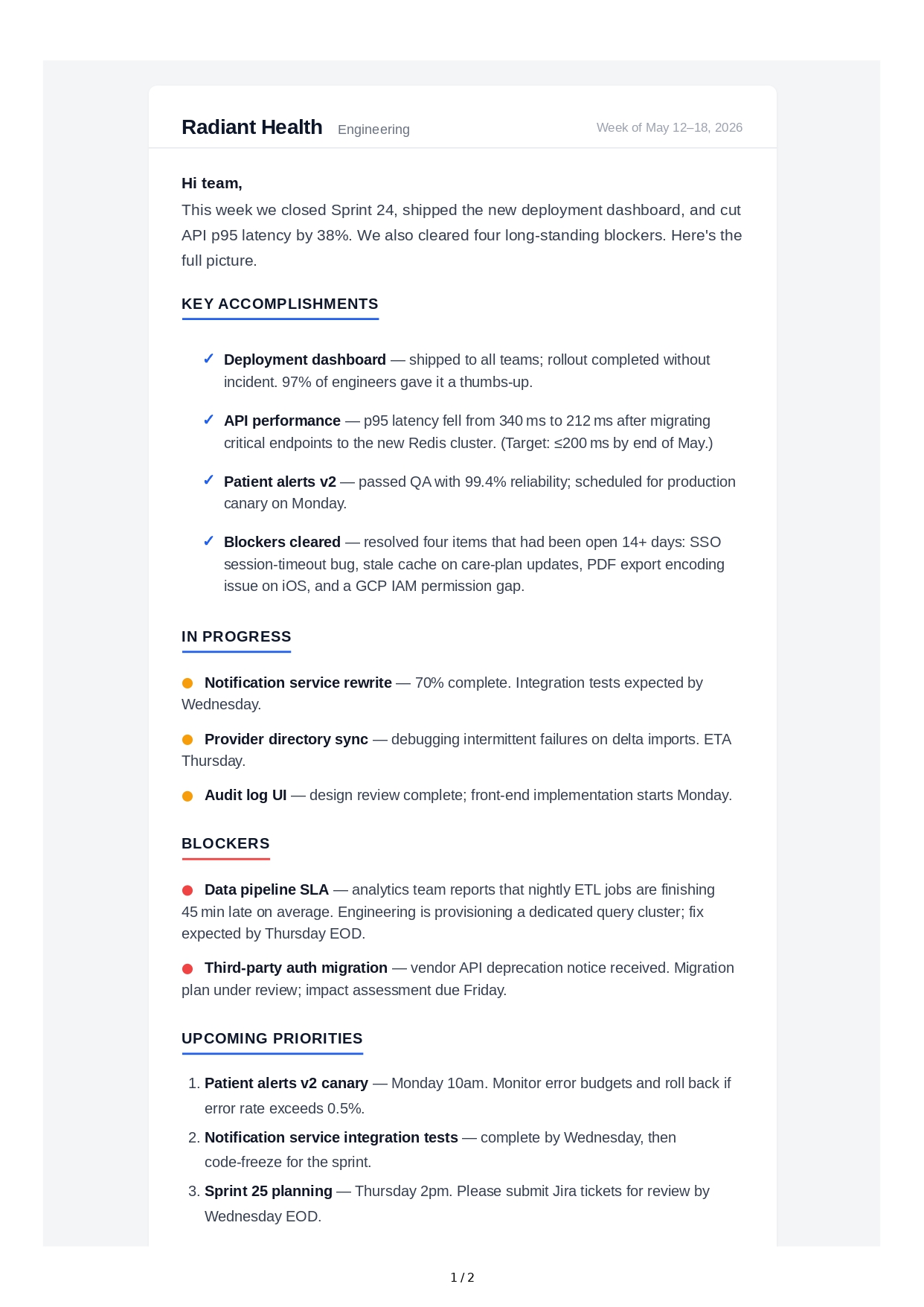 Status Report Email - Free AI Email Generator, 50+ Real Email Examples