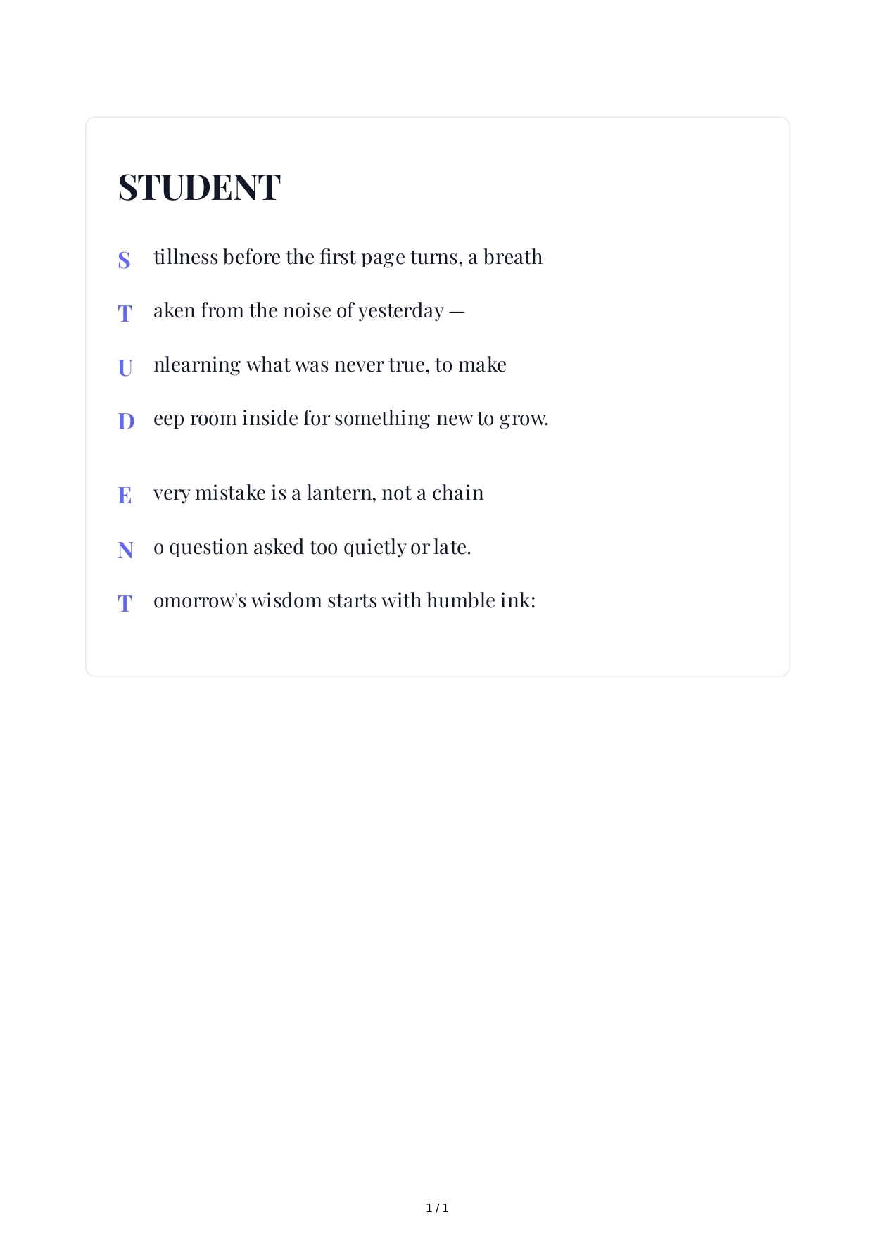 Student Acrostic Poem - Free AI Acrostic Poem Generator, 50+ Real Acrostic Poem Examples