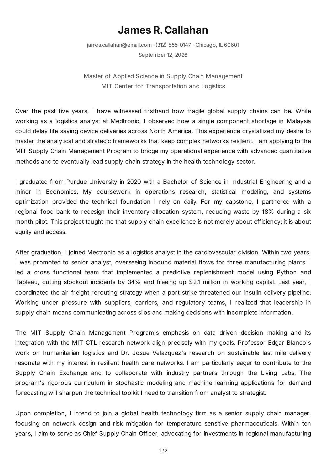 Supply Chain Management Personal Statement - Free AI Personal Statement Generator, 50+ Real Personal Statement Examples