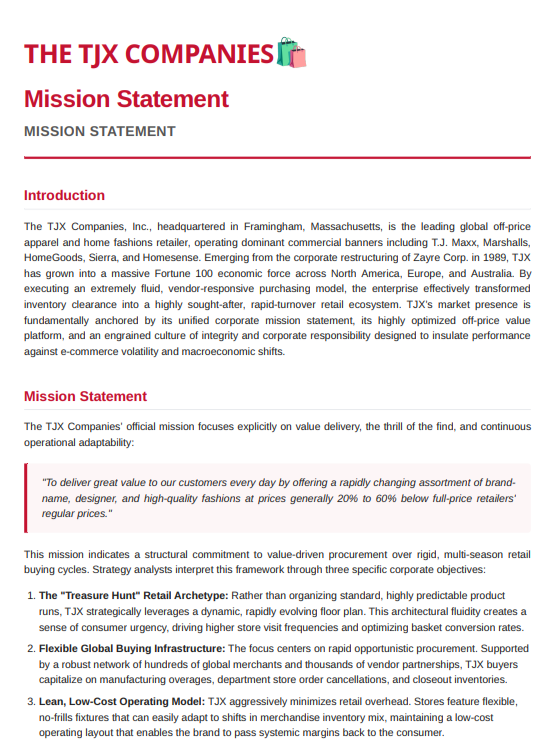 TJX Companies Mission Statement - Free AI Mission Statement Generator, 50+ Real Mission Statement Examples