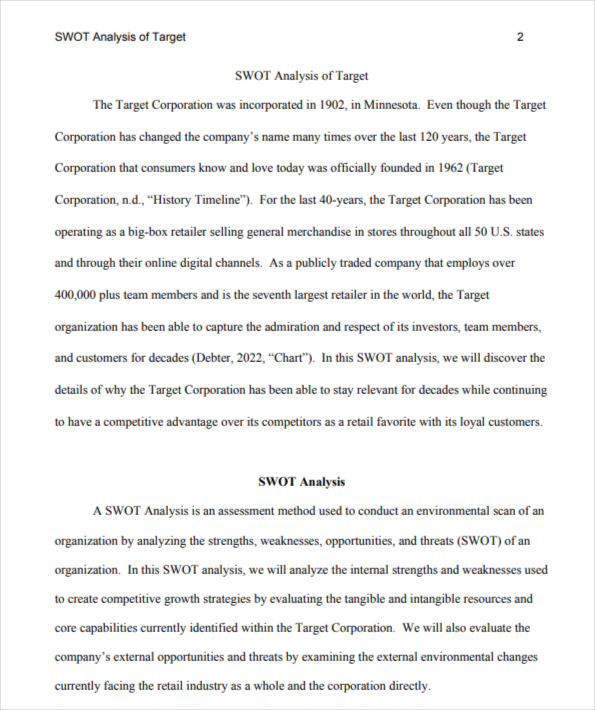 Target Swot Analysis  - Free AI swot analysis Generator, 50+ Real swot analysis Examples