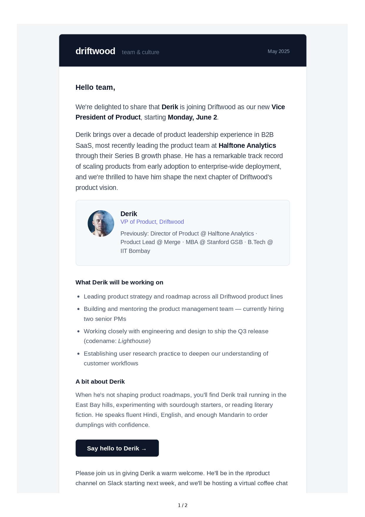 Team Introduction Email - Free AI Email Generator, 50+ Real Email Examples