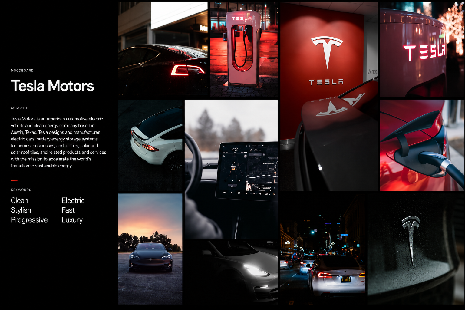 Tesla Brand Mood Board - Free AI Mood Board Generator, 50+ Real Mood Board Examples