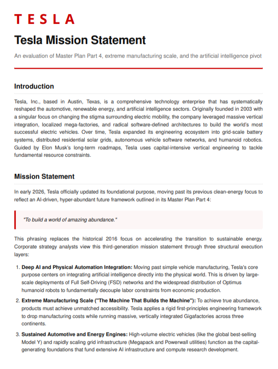 Tesla Mission Statement - Free AI Mission Statement Generator, 50+ Real Mission Statement Examples