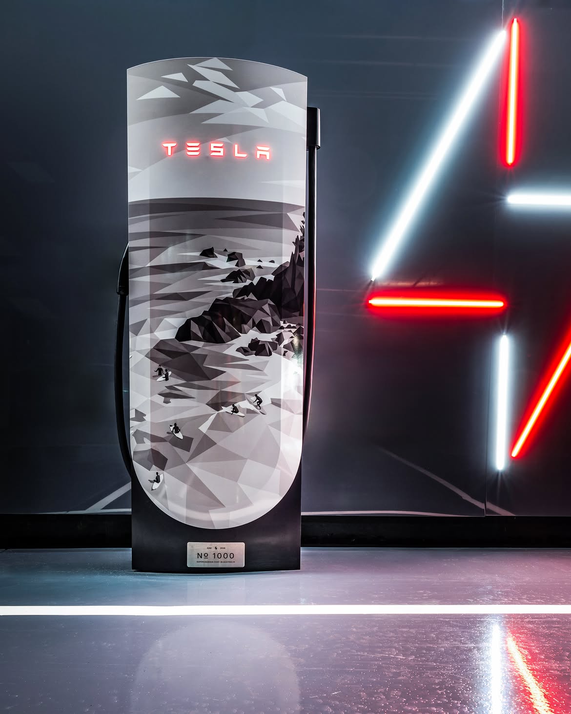 Tesla Supercharger Art Installation Social Media Post - Free AI Social Media Post Generator, 50+ Real Social Media Post Examples