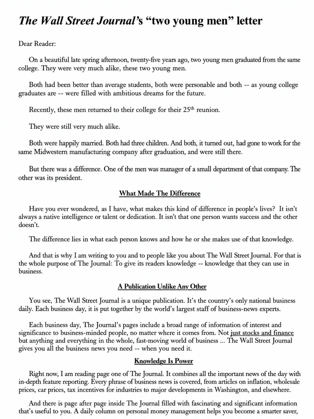The Wall Street Journal Sales Letter - Free AI Sales Pitch Generator, 50+ Real Sales Pitch Examples