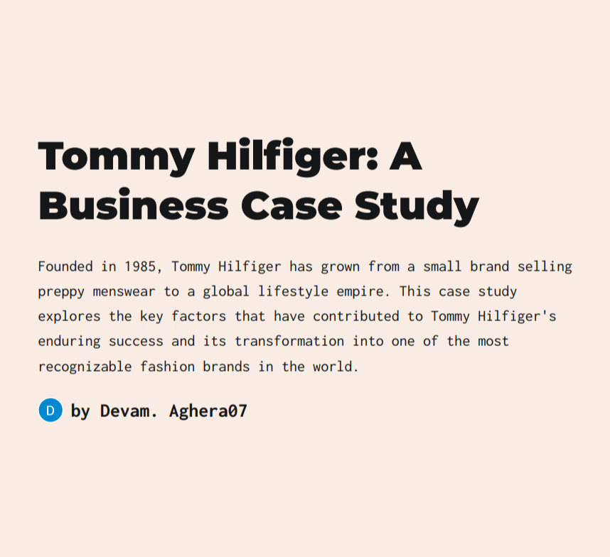Tommy Hilfiger Case Study - Free AI Case Study Generator, 50+ Real Case Study Examples