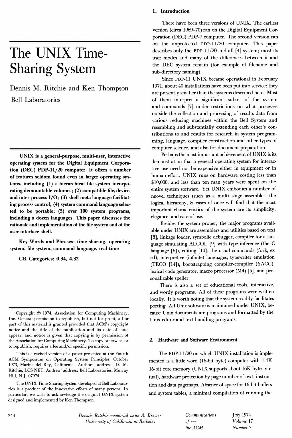 UNIX Time-Sharing System Research Paper by Bell Laboratories - Free AI Research Paper Generator, 50+ Real Research Paper Examples