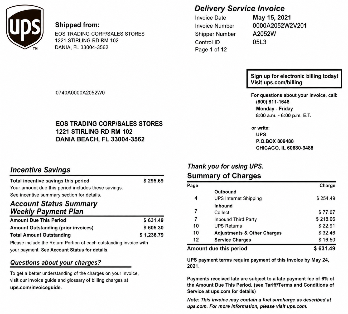 Ups Invoice  - Free AI Invoice Generator, 50+ Real Invoice Examples