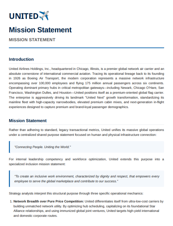 United Airlines Mission Statement - Free AI Mission Statement Generator, 50+ Real Mission Statement Examples