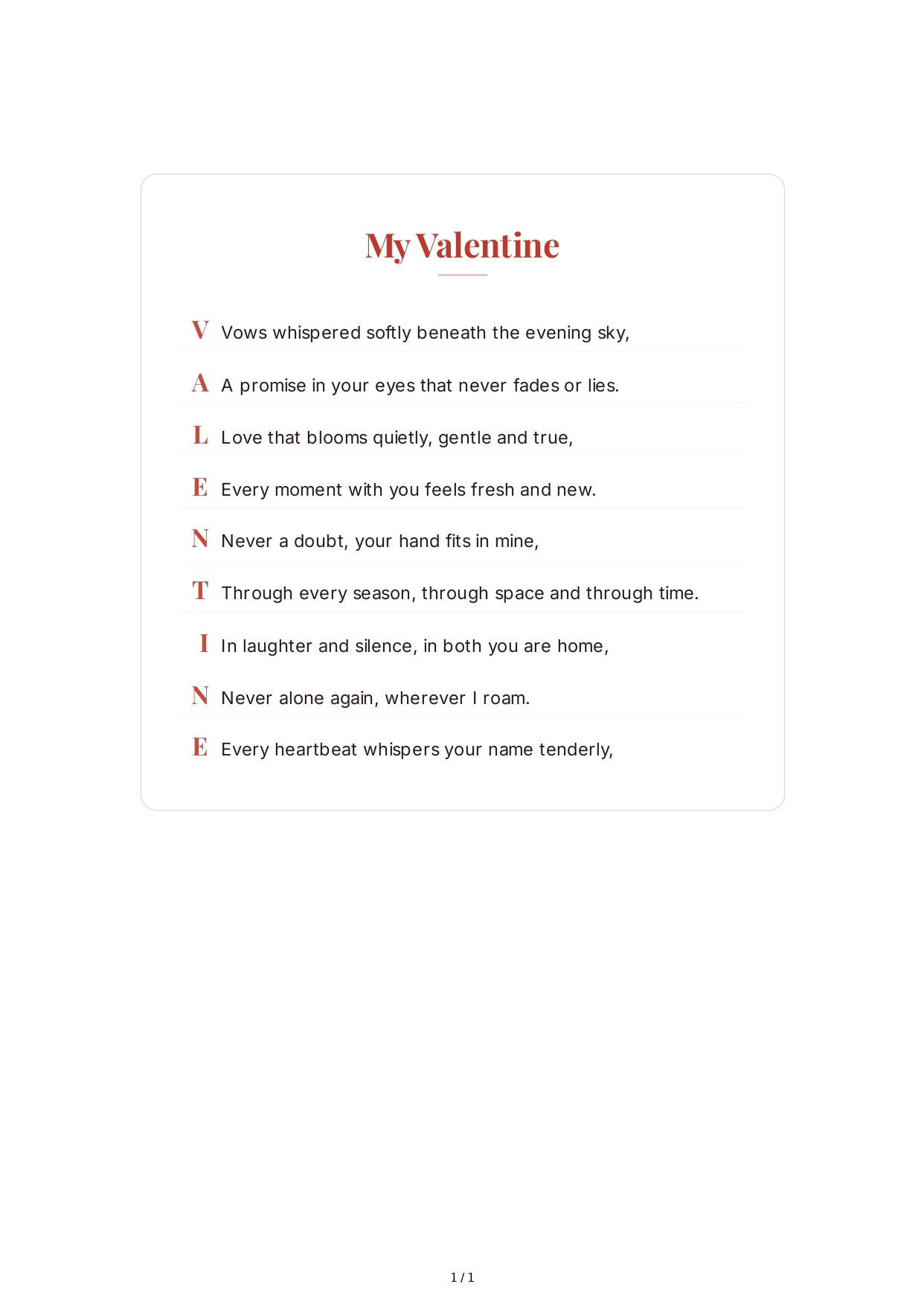 Valentine's Day Acrostic Poem