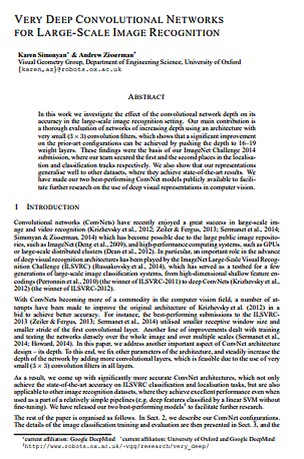 Very Deep Convolutional Networks Research Paper by Oxford University - Free AI Research Paper Generator, 50+ Real Research Paper Examples