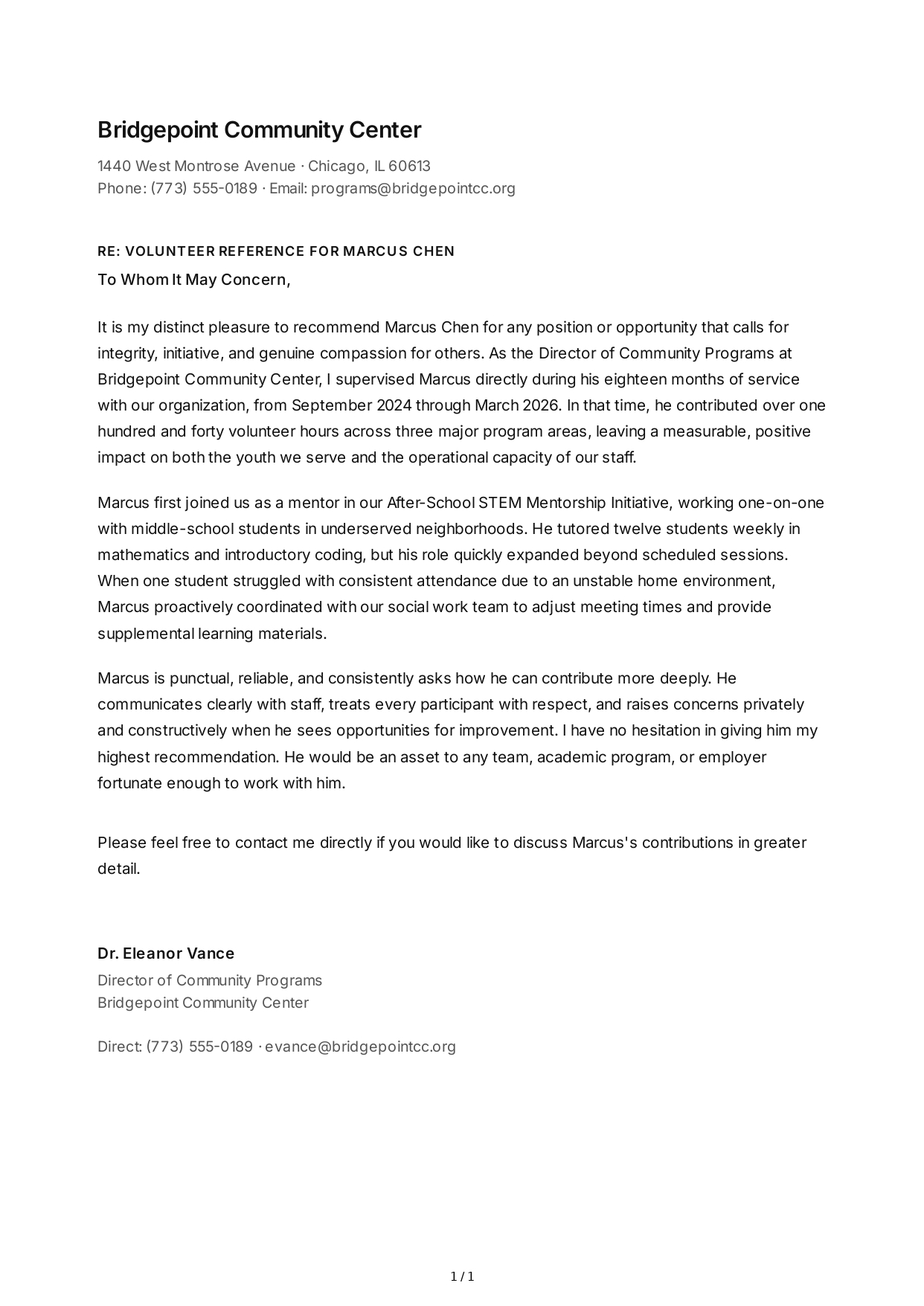 Volunteer Reference Letter - Free AI Reference Letter Generator, 50+ Real Reference Letter Examples
