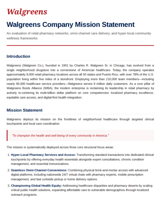 Walgreens Mission Statement - Free AI Mission Statement Generator, 50+ Real Mission Statement Examples