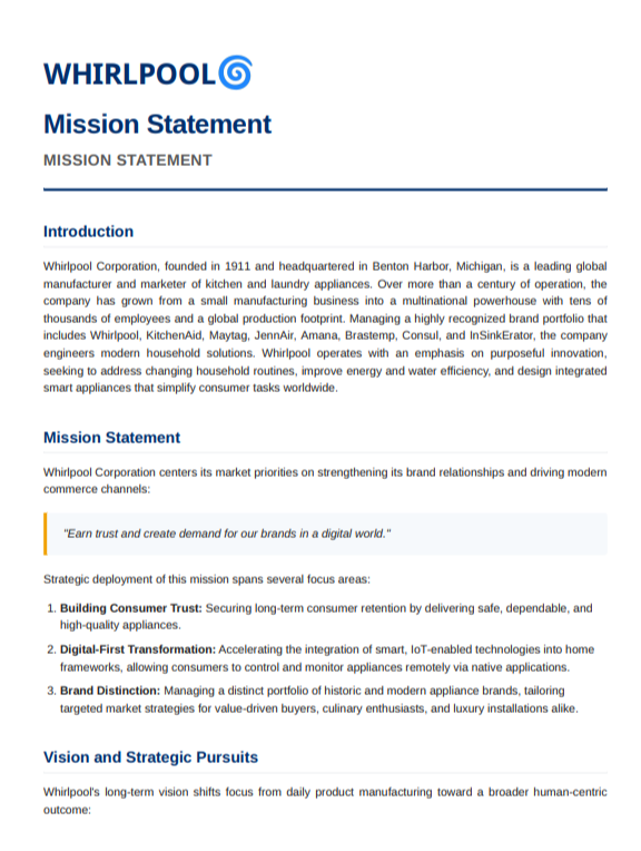 Whirlpool Mission Statement - Free AI Mission Statement Generator, 50+ Real Mission Statement Examples