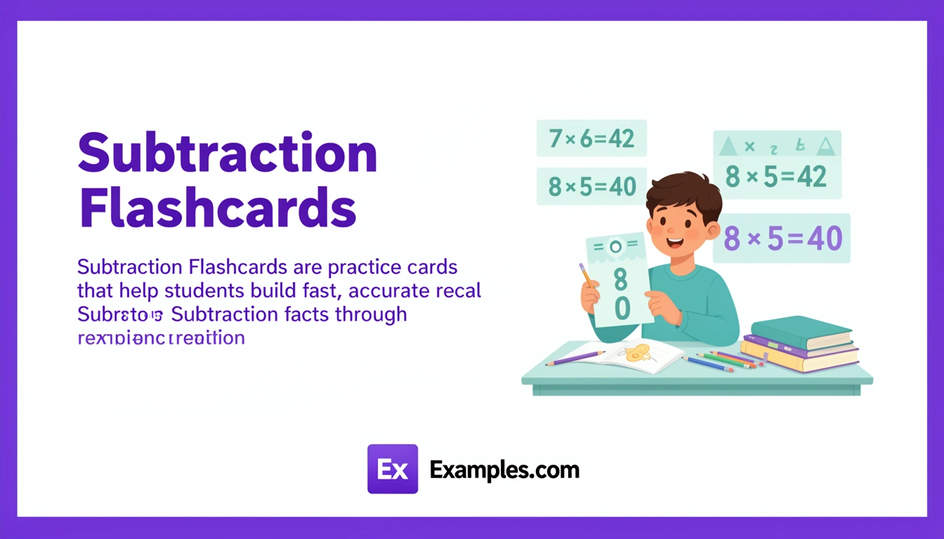 Subtraction Flashcard Examples, Create Subtraction Flashcards with AI