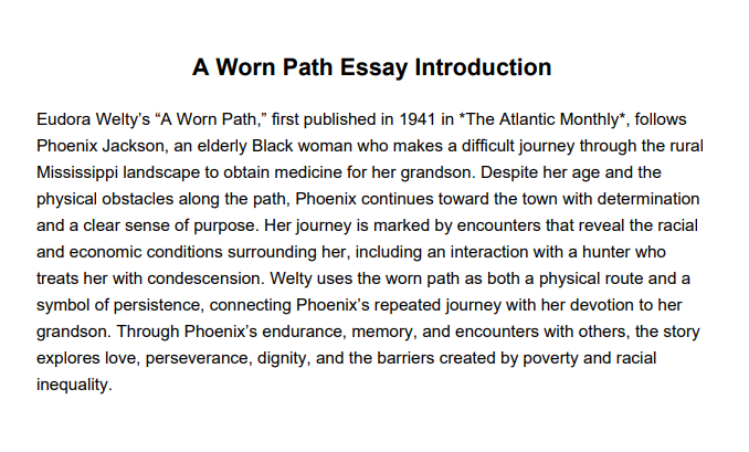 A Worn Path Essay Introduction - Free AI Essay Introduction Generator, 50+ Real Essay Introduction Examples