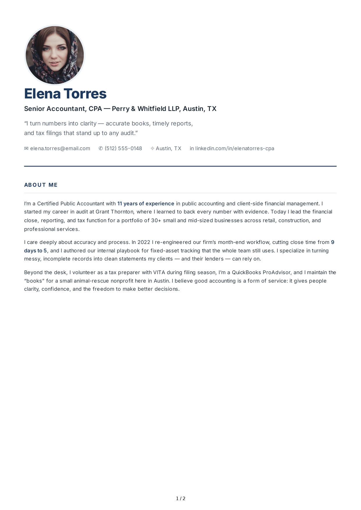 About Me for Accountant - Free AI About Me Generator, 50+ Real About Me Examples