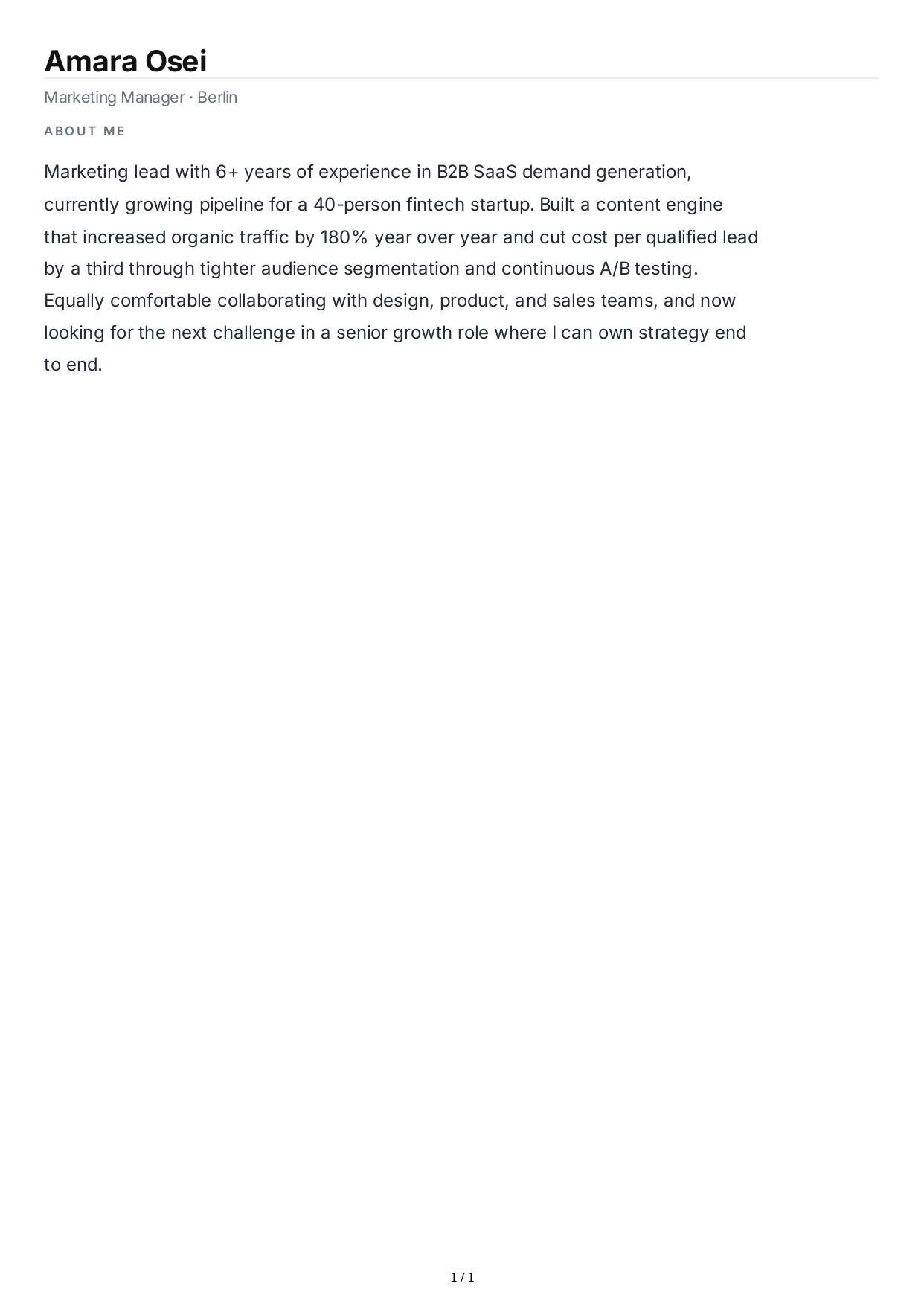 About Me for CV - Free AI About Me Generator, 50+ Real About Me Examples