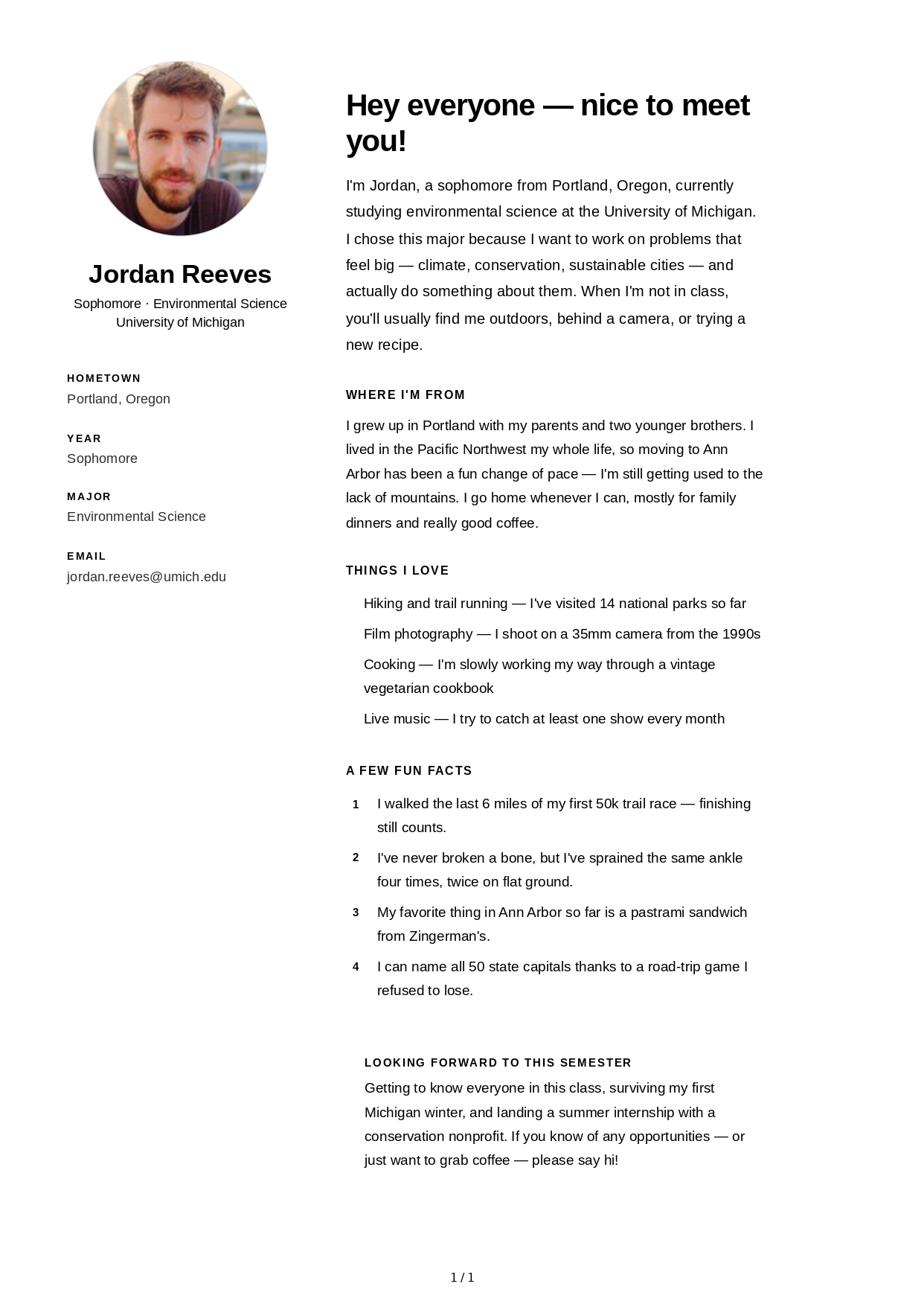 About Me for Class Introduction - Free AI About Me Generator, 50+ Real About Me Examples