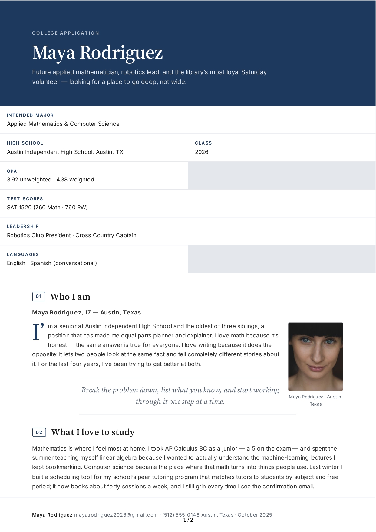 About Me for College Application - Free AI About Me Generator, 50+ Real About Me Examples