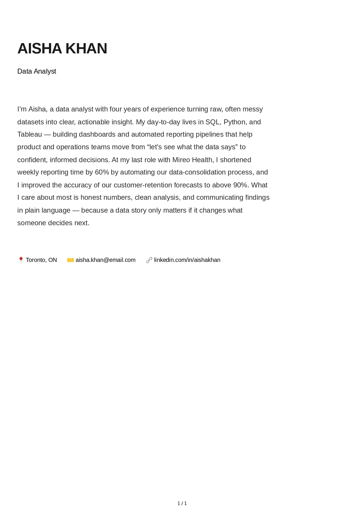 About Me for Data Analyst - Free AI About Me Generator, 50+ Real About Me Examples