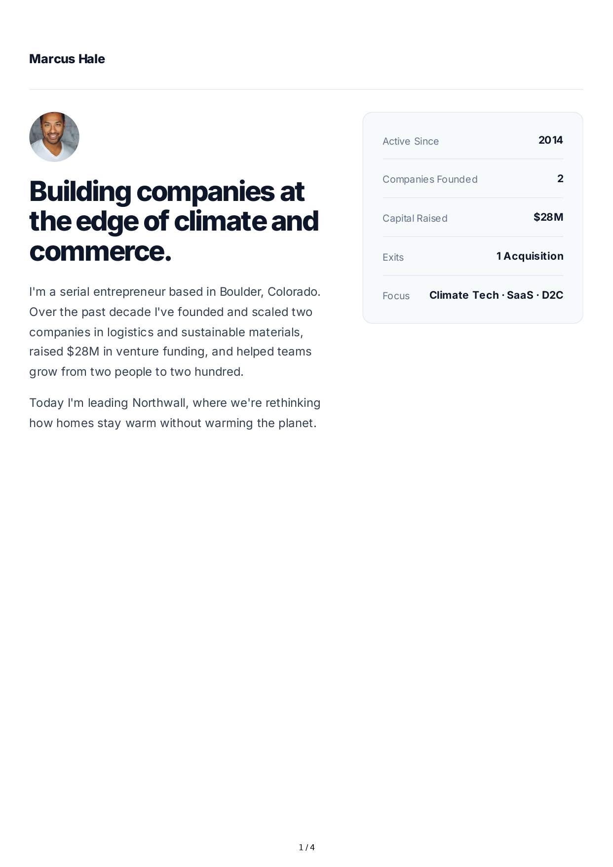 About Me for Entrepreneur - Free AI About Me Generator, 50+ Real About Me Examples