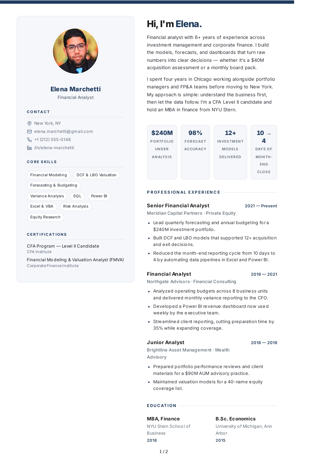 About Me for Financial Analyst - Free AI About Me Generator, 50+ Real About Me Examples