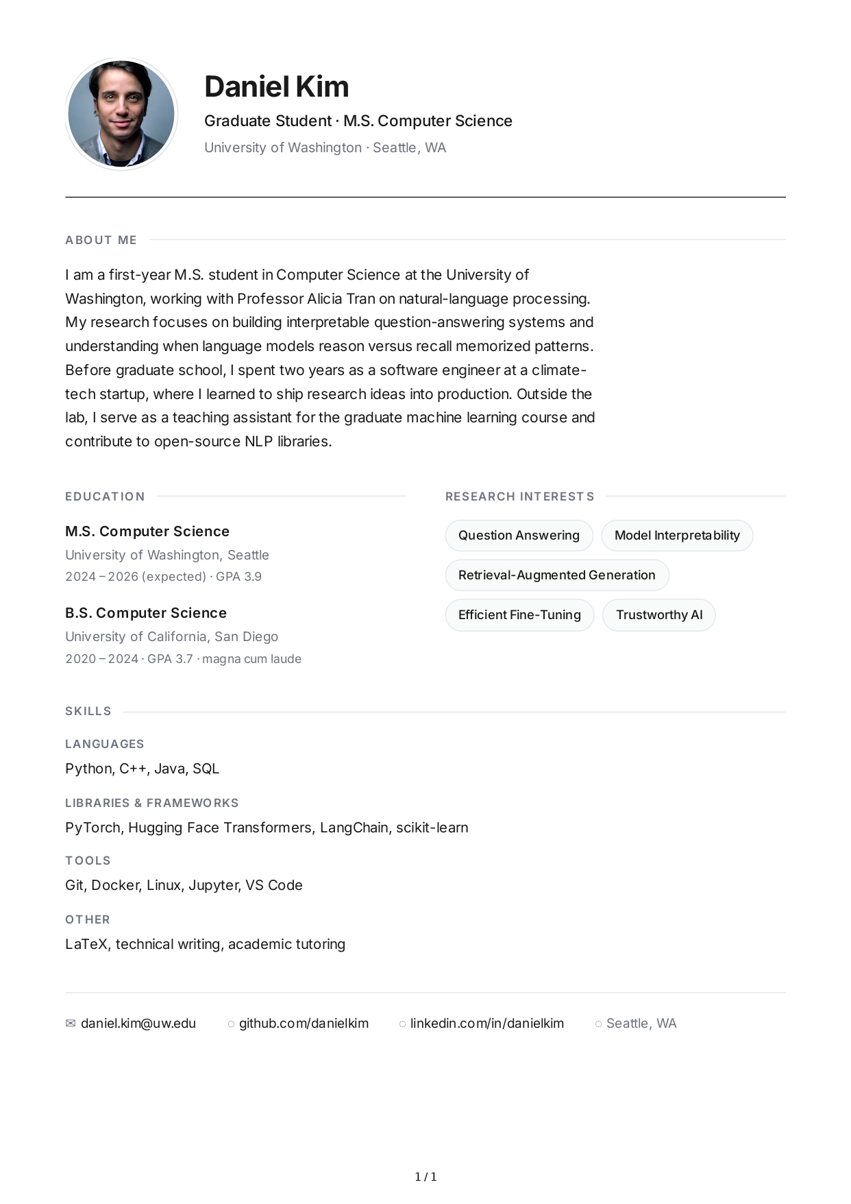 About Me for Graduate Student - Free AI About Me Generator, 50+ Real About Me Examples