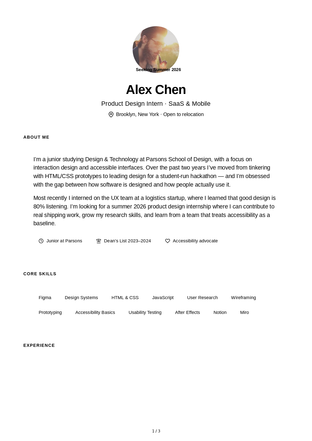 About Me for Intern - Free AI About Me Generator, 50+ Real About Me Examples