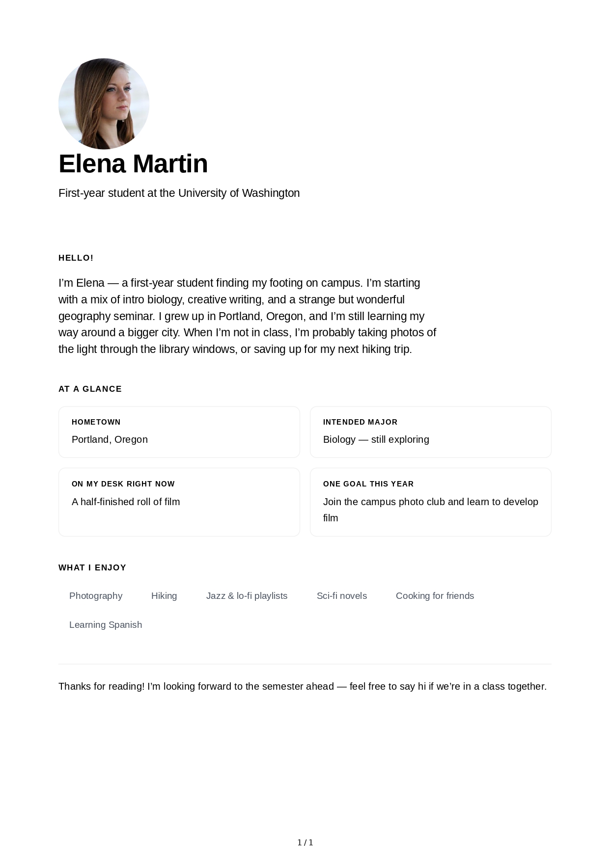 About Me for New Student - Free AI About Me Generator, 50+ Real About Me Examples