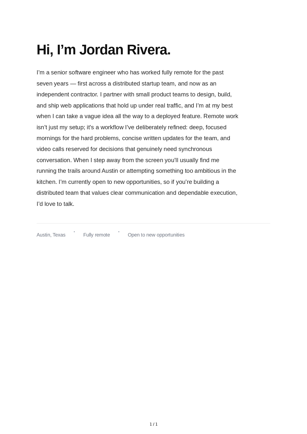 About Me for Remote Worker - Free AI About Me Generator, 50+ Real About Me Examples