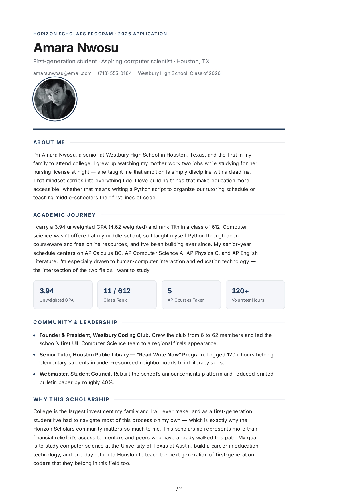 About Me for Scholarship Application - Free AI About Me Generator, 50+ Real About Me Examples