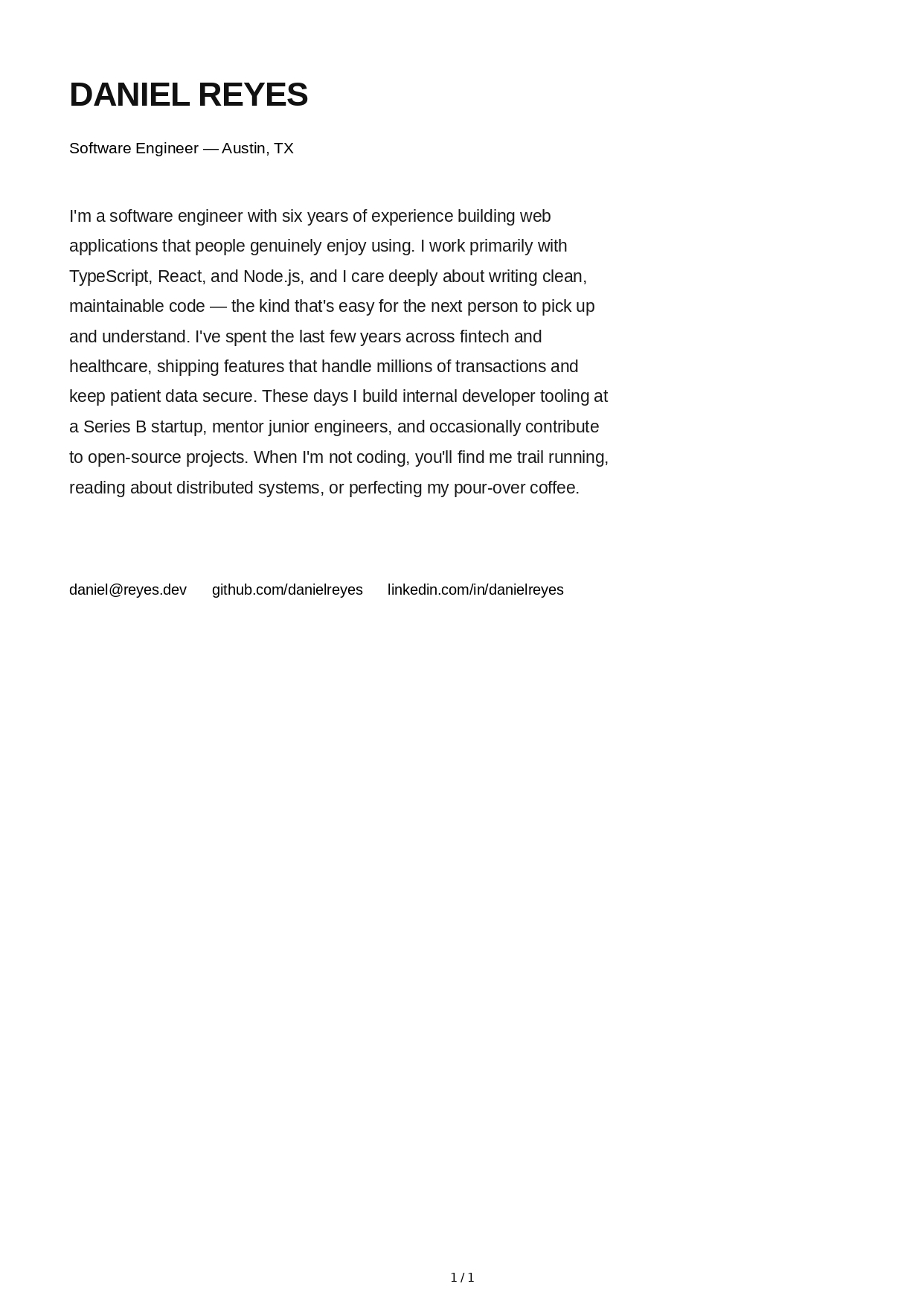 About Me for Software Engineer - Free AI About Me Generator, 50+ Real About Me Examples