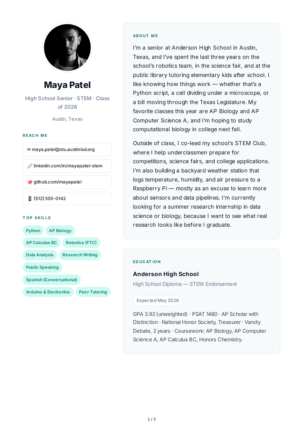 About Me for Student - Free AI About Me Generator, 50+ Real About Me Examples