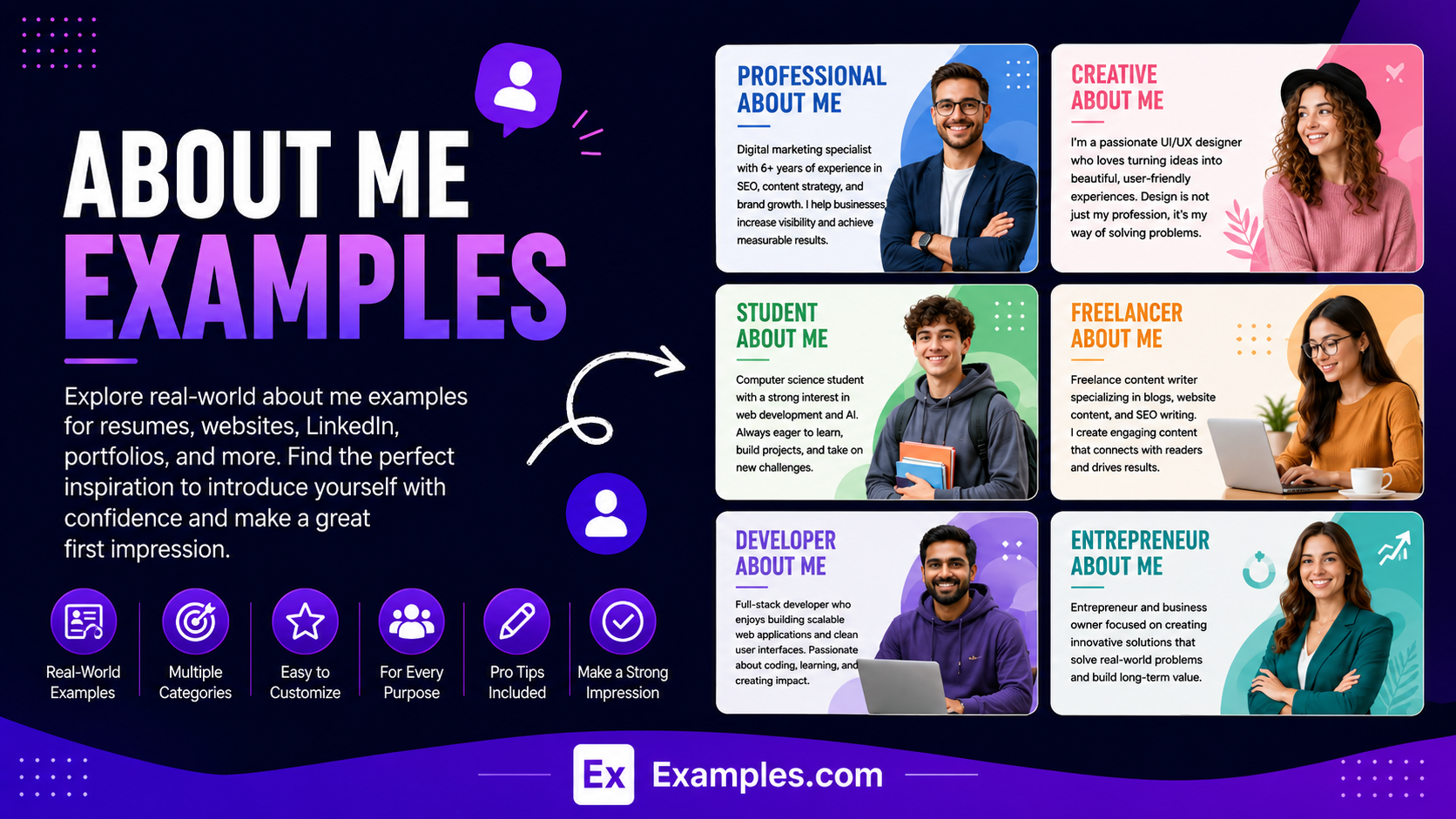 Free AI About Me Generator, 50+ Real About Me Examples