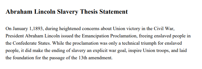 Abraham Lincoln Slavery Thesis Statement - Free AI Thesis Statement Generator, 50+ Real Thesis Statement Examples