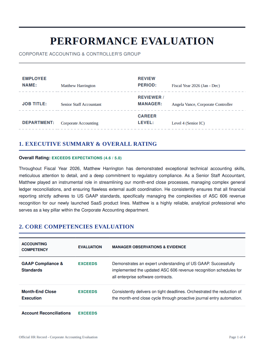 Accountant Performance Review - Free AI Performance Review Generator, 50+ Real Performance Review Examples
