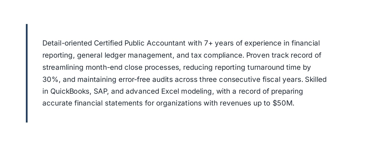 Accountant Resume Summary - Free AI Resume Summary Generator, 50+ Real Resume Summary Examples