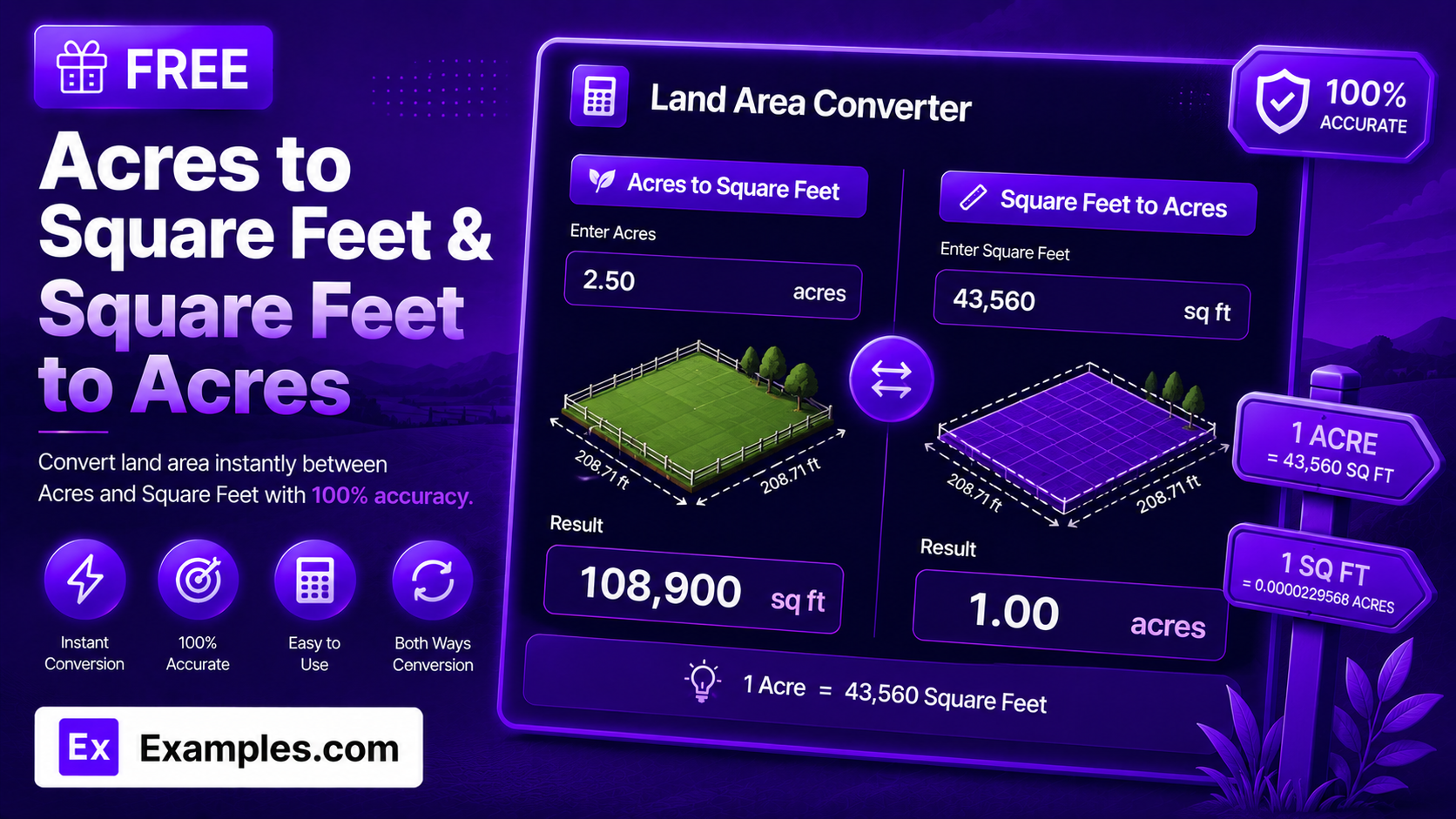 Acres to Square Feet & Square Feet to Acres